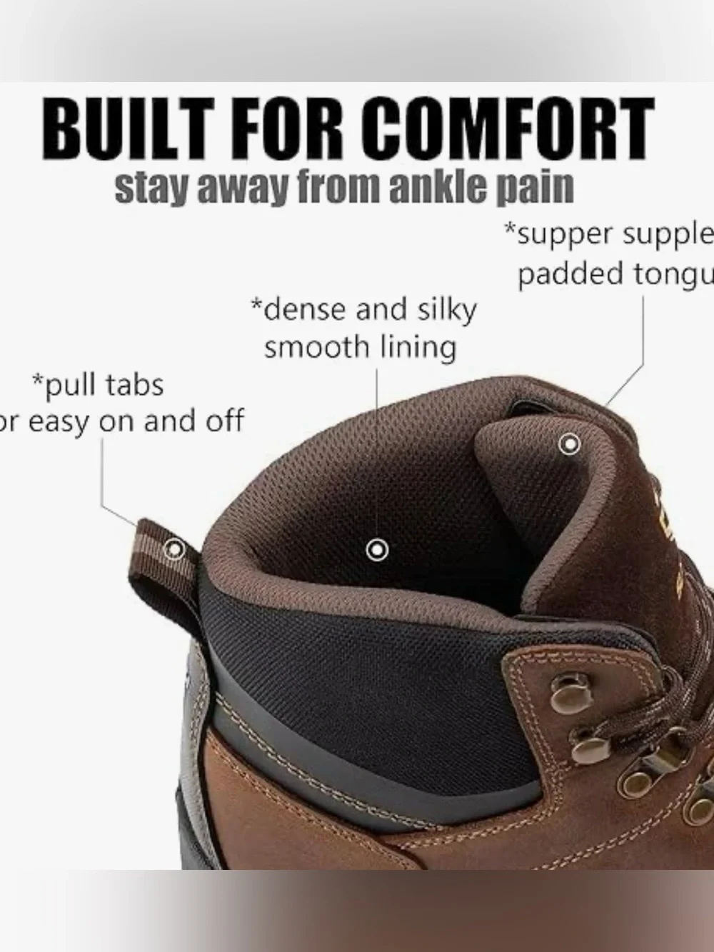 SUREWAY Mens Waterproof Steel Toe Work Boots/Shoes for Men Genuine Leather Sz 7